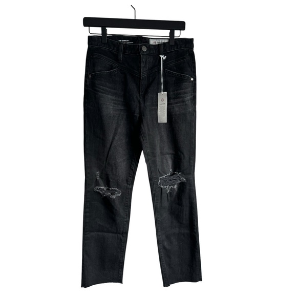 New! AG Adriano Goldschmied Isabelle Side Panel High Rise Straight Crop Jeans - Picture 3 of 8
